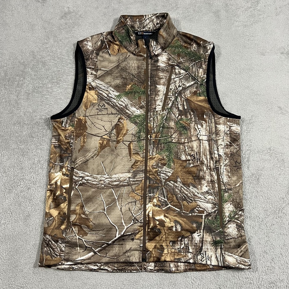 5.11 Tactical Softshell Vest Mens Large Realtree Camo Full Zip Hunting Camping